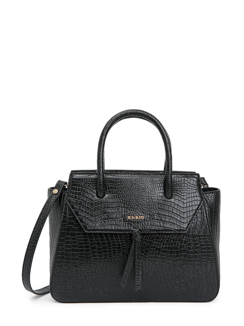 KLEIO Vegan Leather Handbag for Women & Girls - Croco Embossed Design - Image 1